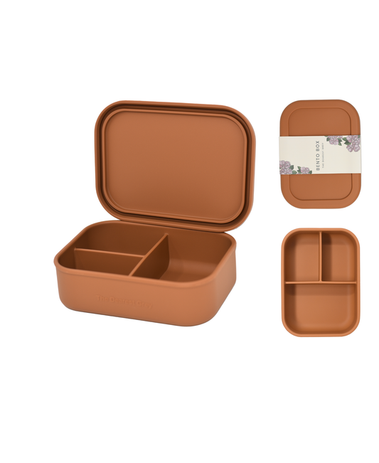 The Dearest Grey - Divided Silicone Bento Lunch Box | Terracotta