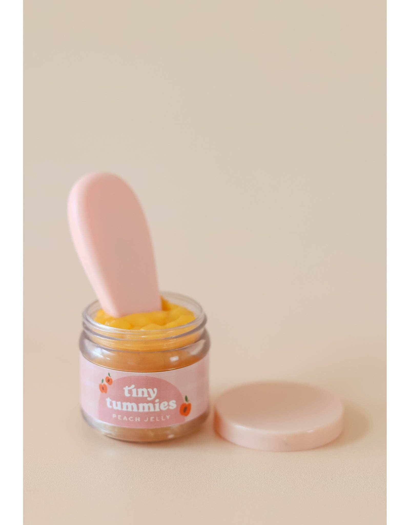Tiny Tummies - Peach jelly food - Jar and spoon - Tiny Harlow