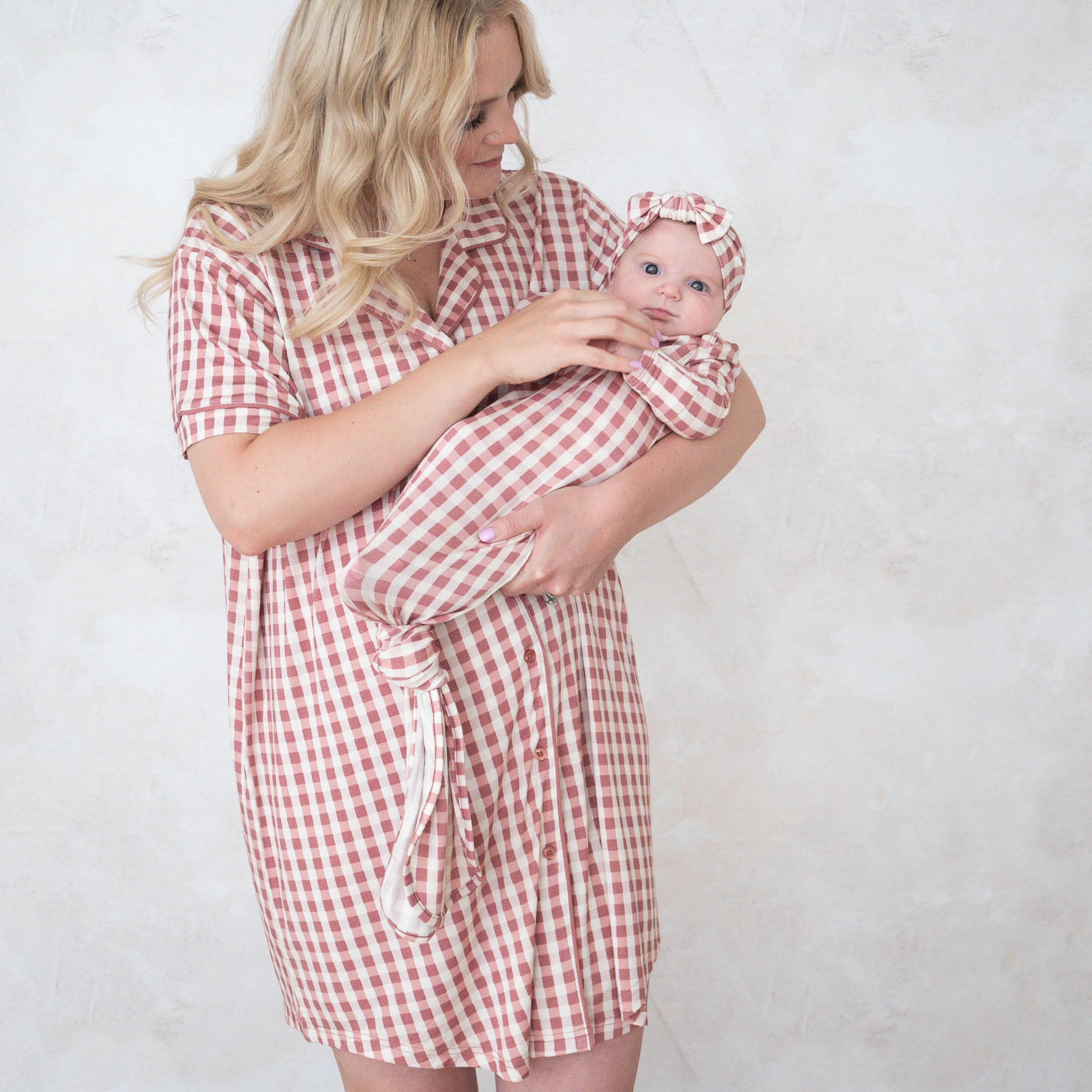 Berry Gingham | Bamboo Knotted Gown