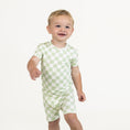 Load image into Gallery viewer, Green Checker | Bamboo Two Piece Short Set
