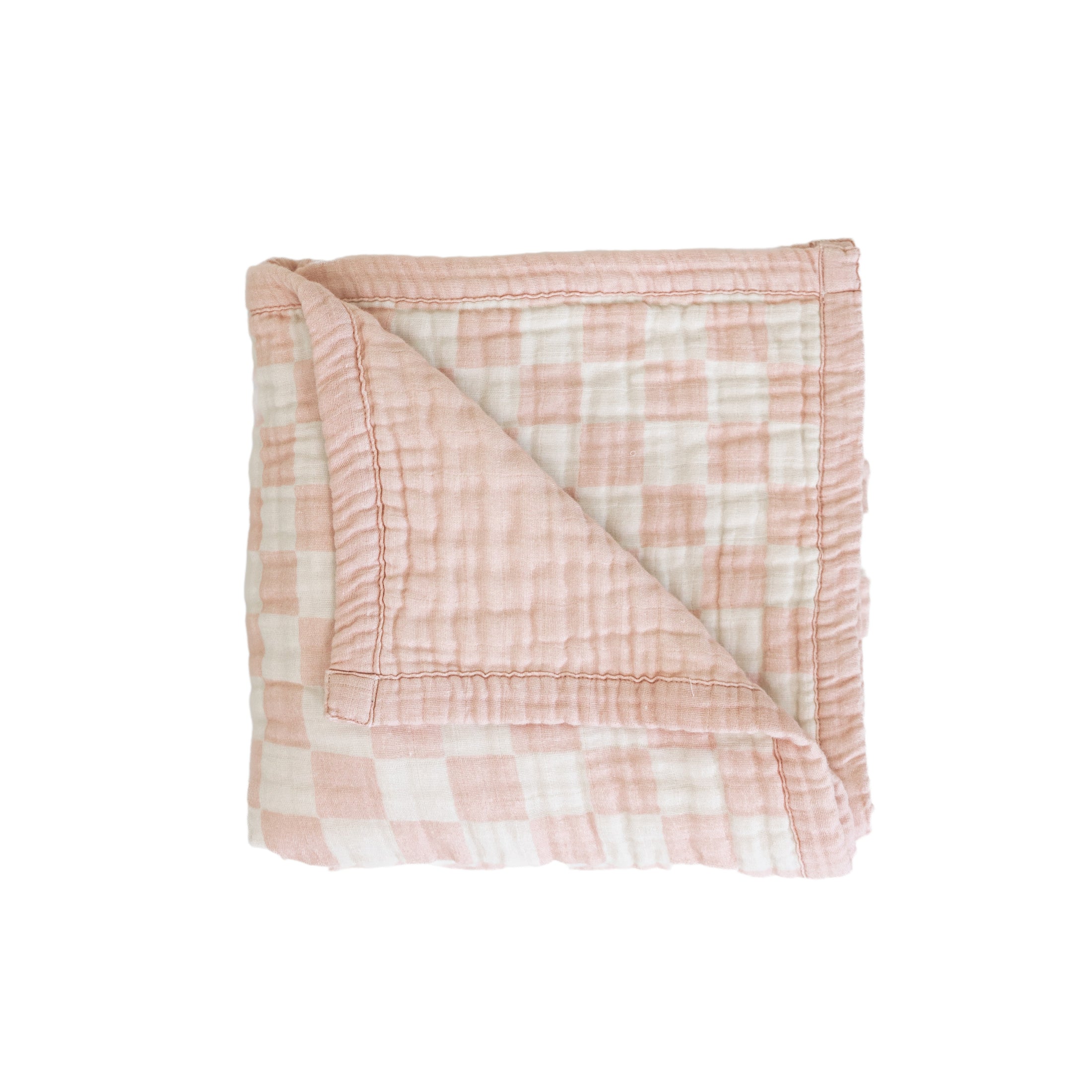 Pink Checker | Reversible Muslin Quilt