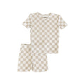 Load image into Gallery viewer, Tan Checker | Bamboo Two Piece Short Set
