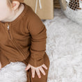 Load image into Gallery viewer, Cocoa | Waffle Bamboo Zip Romper

