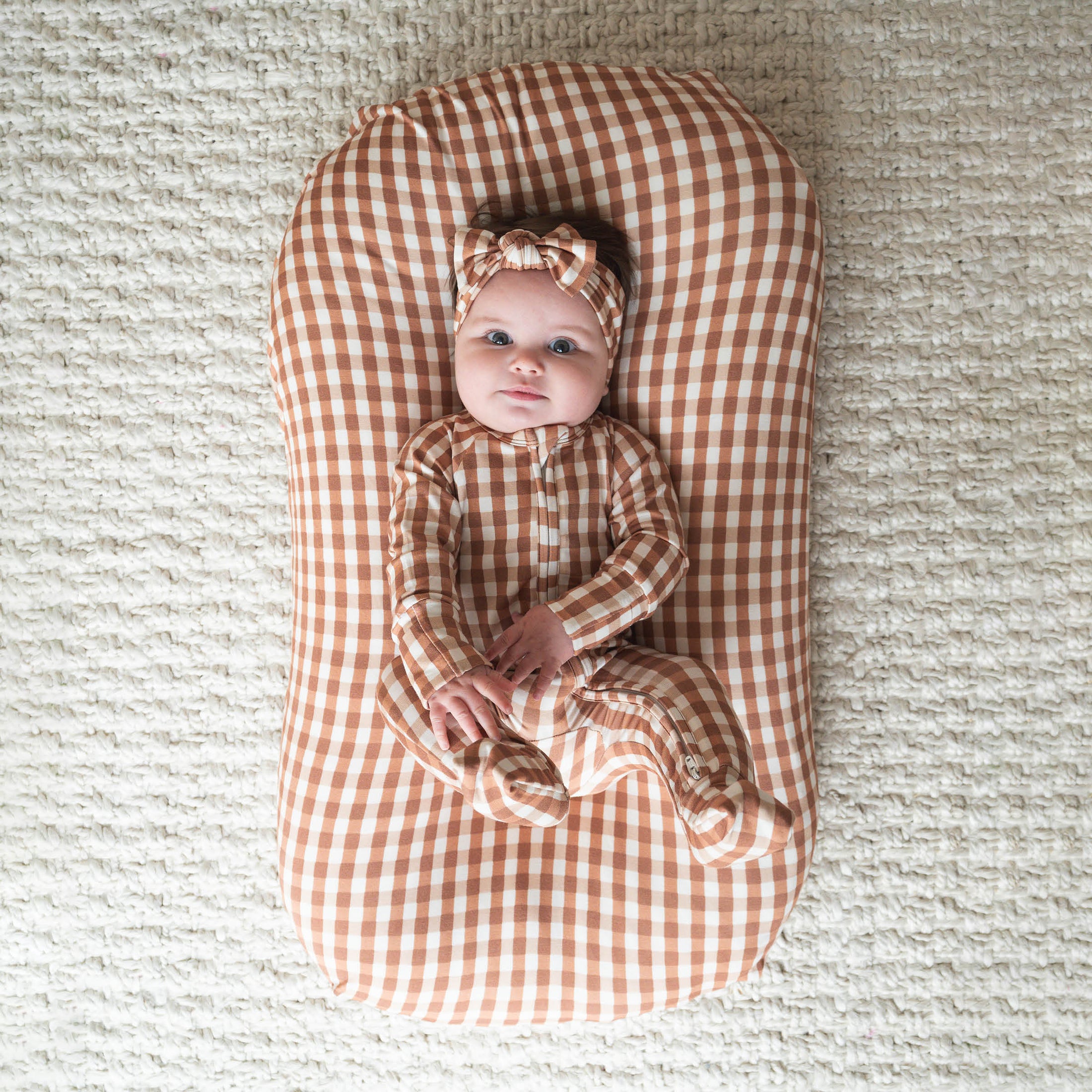Chocolate Gingham | Bamboo Changing Pad Cover