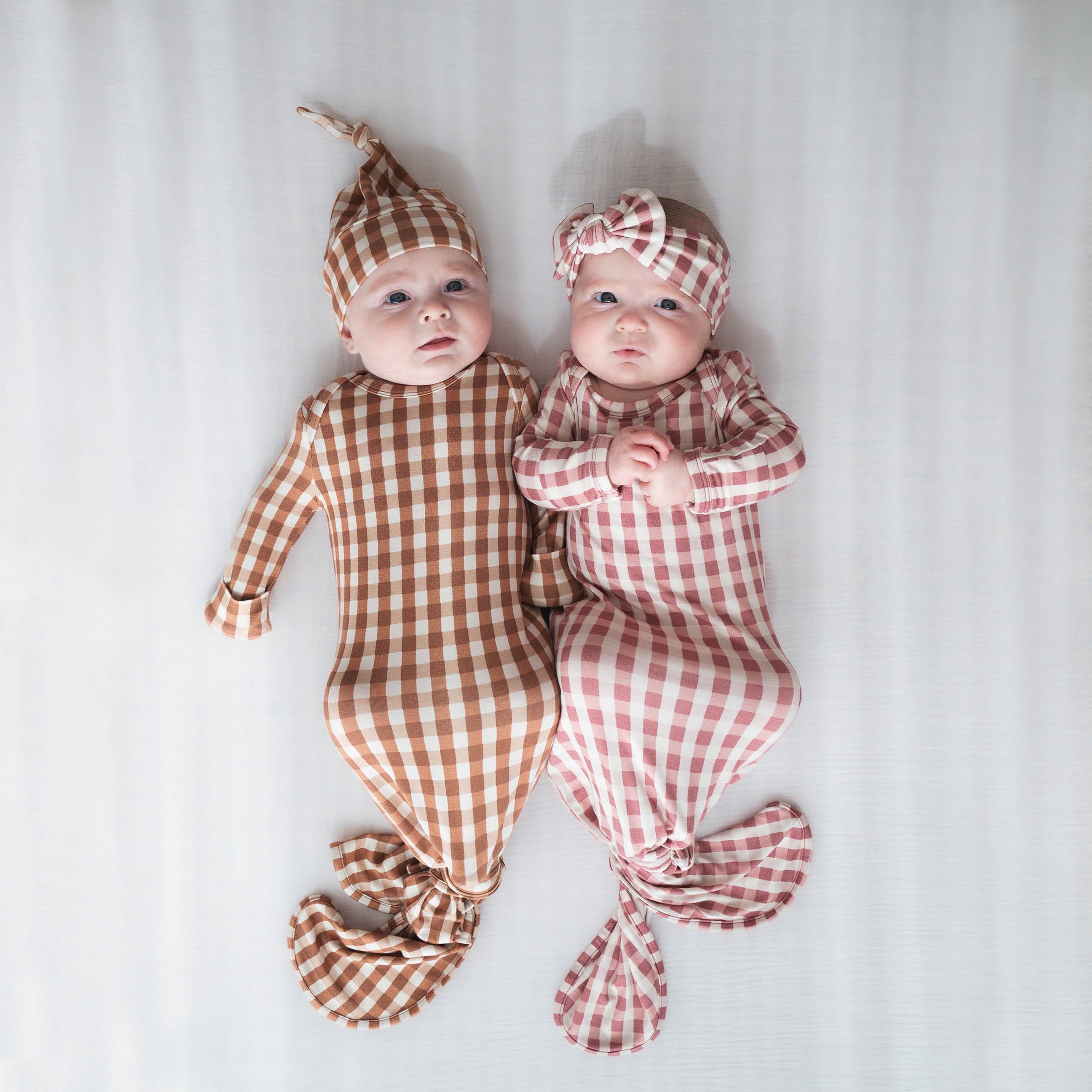 Chocolate Gingham | Bamboo Knotted Gown